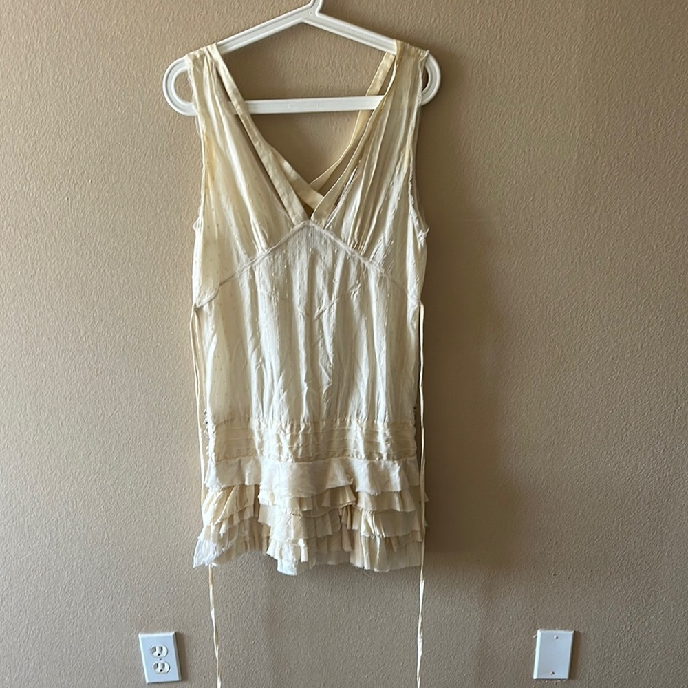 Marc Jacobs Cream Sleeveless Ruffled Hem Dress